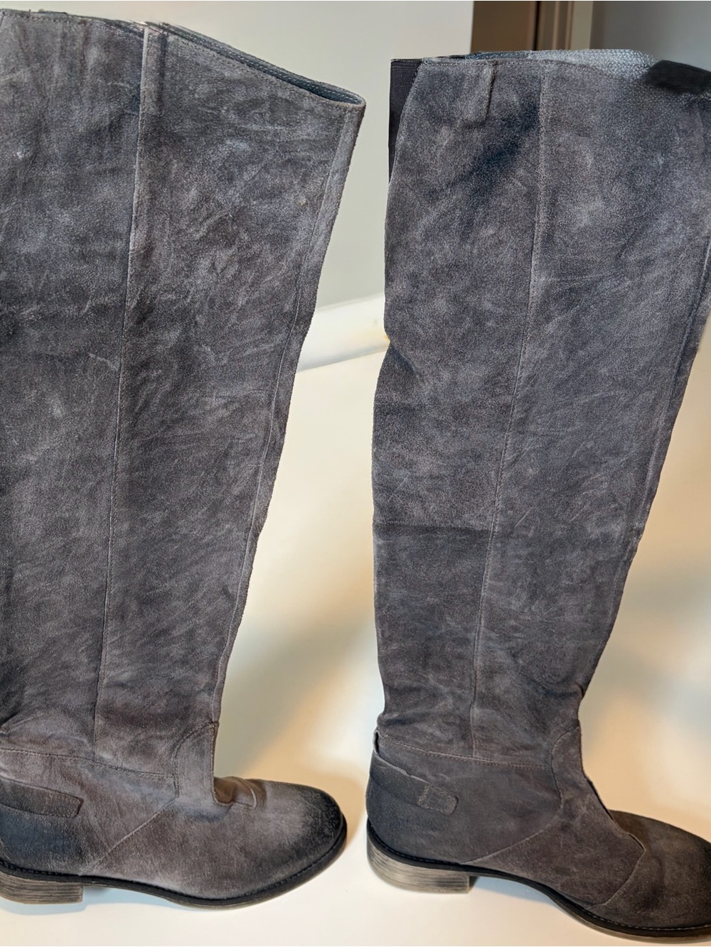 Boutique 9 Over-the-Knee Suede Boots in Charcoal Gray